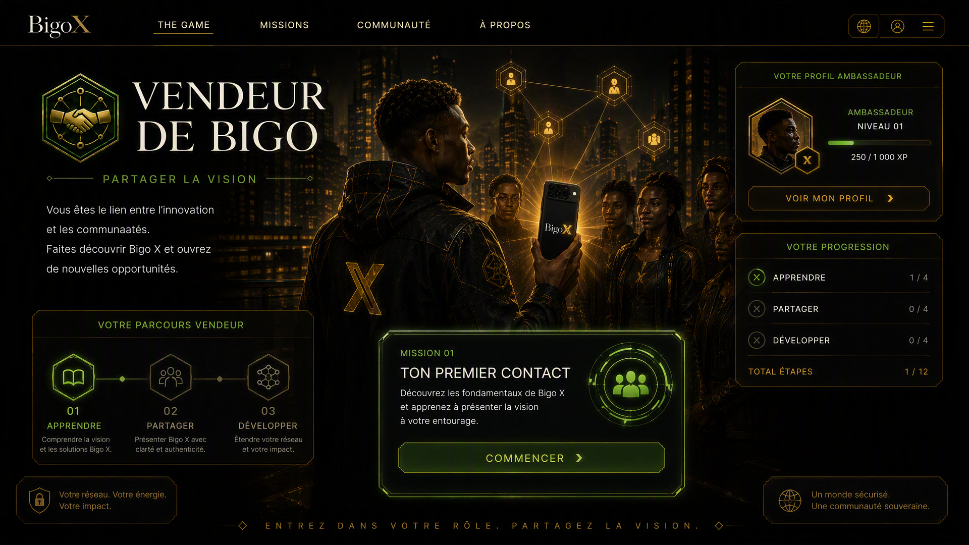 Parcours Vendeur de Bigo — activer son réseau et partager la vision